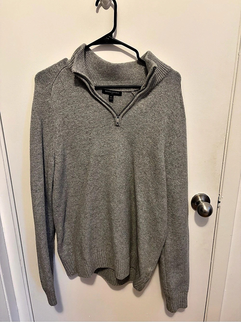 Banana Republic Gray Quarter-Zip Sweater